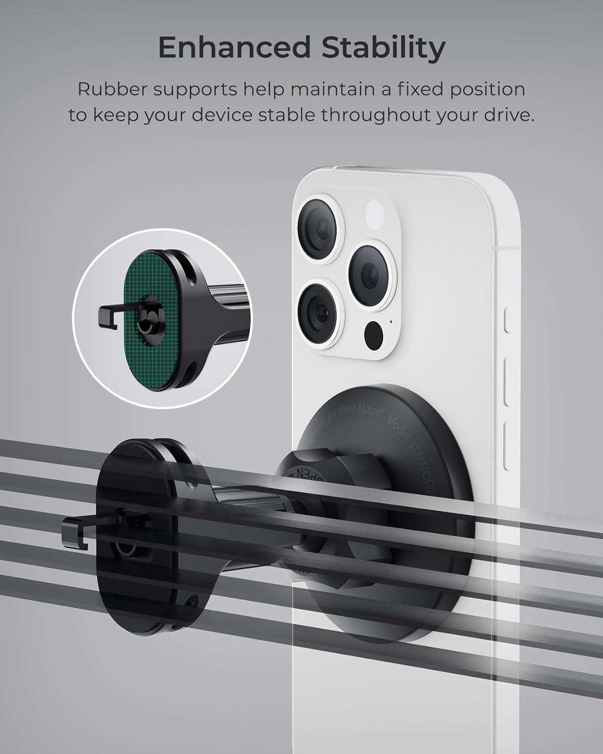 iOttie iTap 3 Magnetic Air Vent Car Mount Phone Holder with Magnetic Ring Adapter. Compatible with MagSafe, iPhone, and Android Smartphones