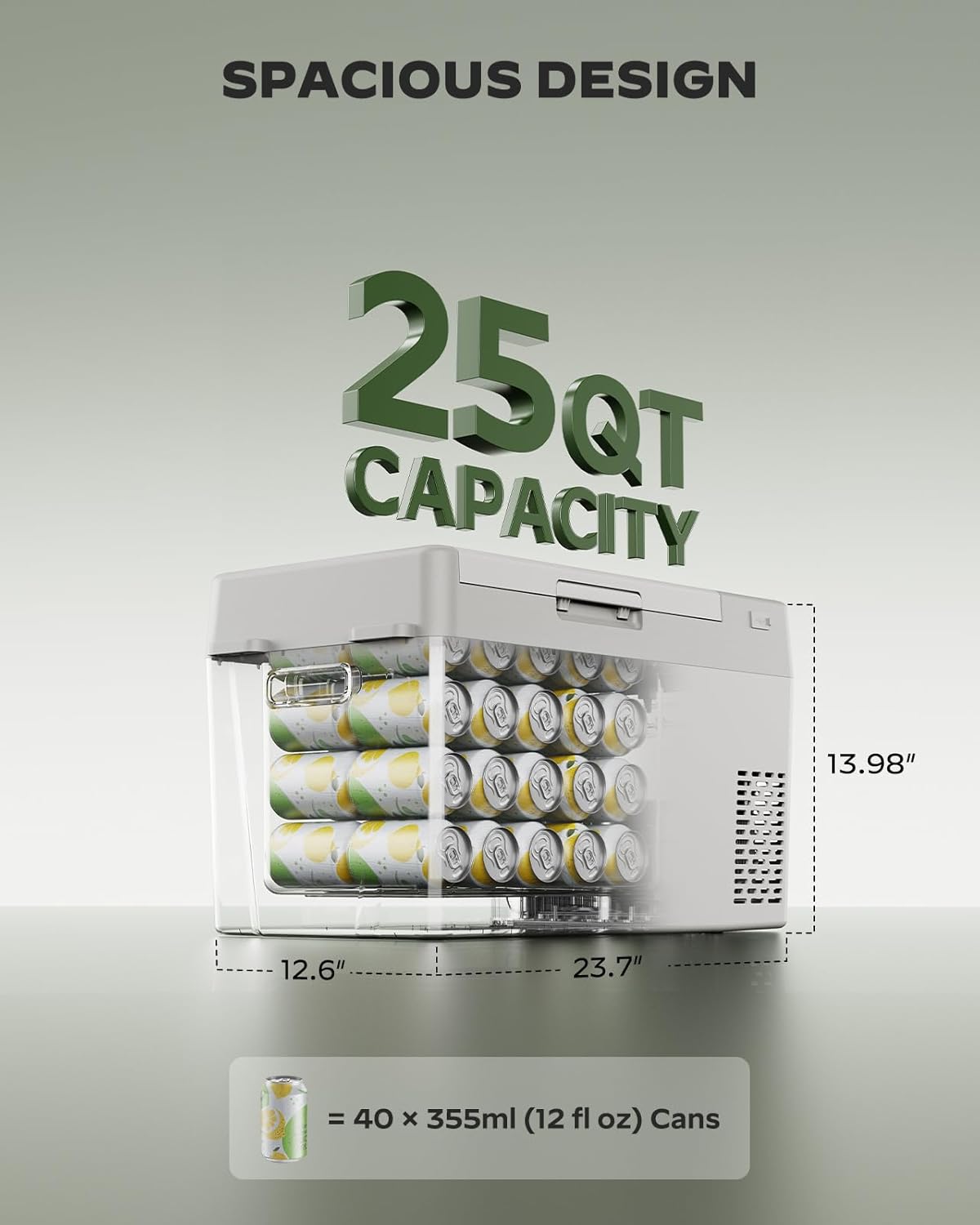 Marsail 12V Car Fridge 25QT Portable Freezer -4°F to 68°F, Compressor Cooler for Camping Travel Truck RV Home, Efficient Cooling & ECO Mode, White