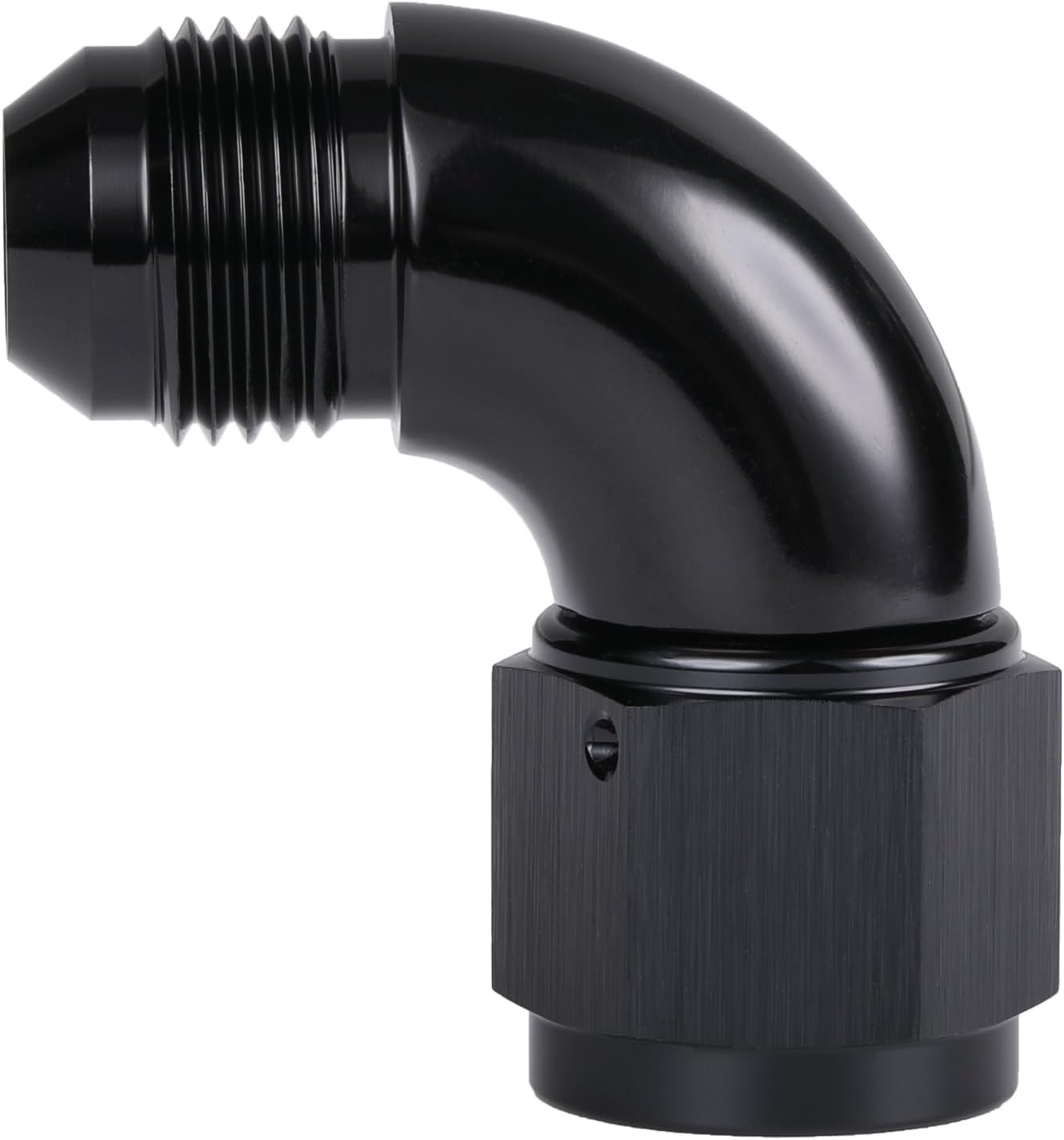 90 Degree 10AN Male to 10AN Female Swivel Full Flow Fitting Adapter Coupler Aluminum Black