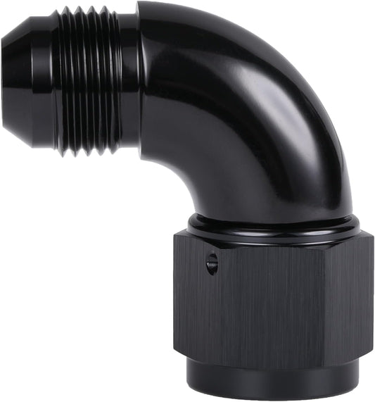 90 Degree 10AN Male to 10AN Female Swivel Full Flow Fitting Adapter Coupler Aluminum Black