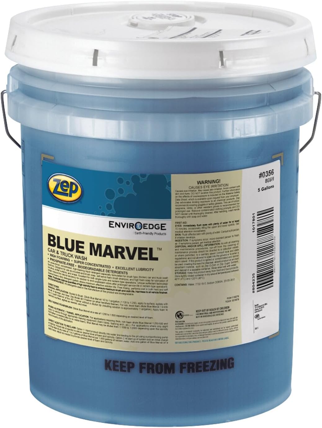Zep Blue Marvel Car and Truck Wash - 5 Gallon (1 Unit) 35635 - Ultra Concentrated High Foam, Provides Complete Coverage Without Damaging Paint