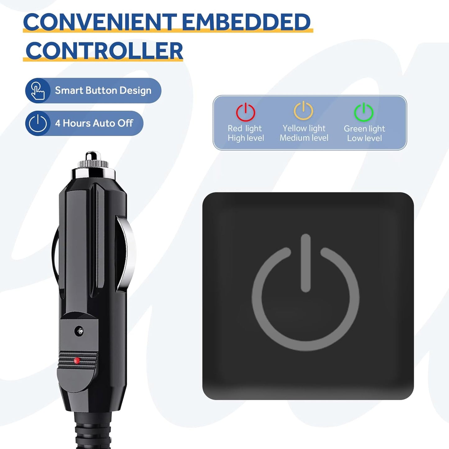 Sealy 12-Volt Heated Car Blanket, Portable Electric Blanket with 3 Heating Levels & 4 Hours Auto Off for Car, Truck, SUV, RV or Camping, Machine Washable, 59" X 43", Plaid
