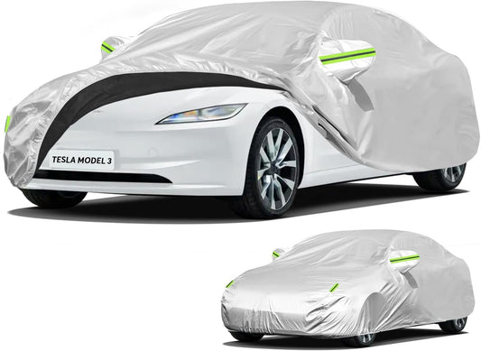Custom Fit Car Cover for Tesla Model 3, All-Weather Protection, Anti-Scratch, Waterproof Blocks Rain/Sun/Snow/Dust