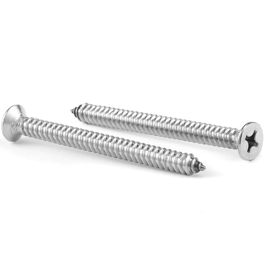 #12 x 2 Wood Screw 100Pcs 18-8 (304) Stainless Steel Screws Flat Head Phillips Fast Self Tapping Drywall Screws by SG TZH