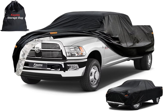 Kayme Truck Cover Custom Fit Dodge Ram 2500/3500(1994-2025) Quad/Extended Cab LB. Full Exterior Heavy Duty Outdoor Pickup Truck Car Cover Waterproof All Weather.Car Tarp for Wind Sun Dust Protection.