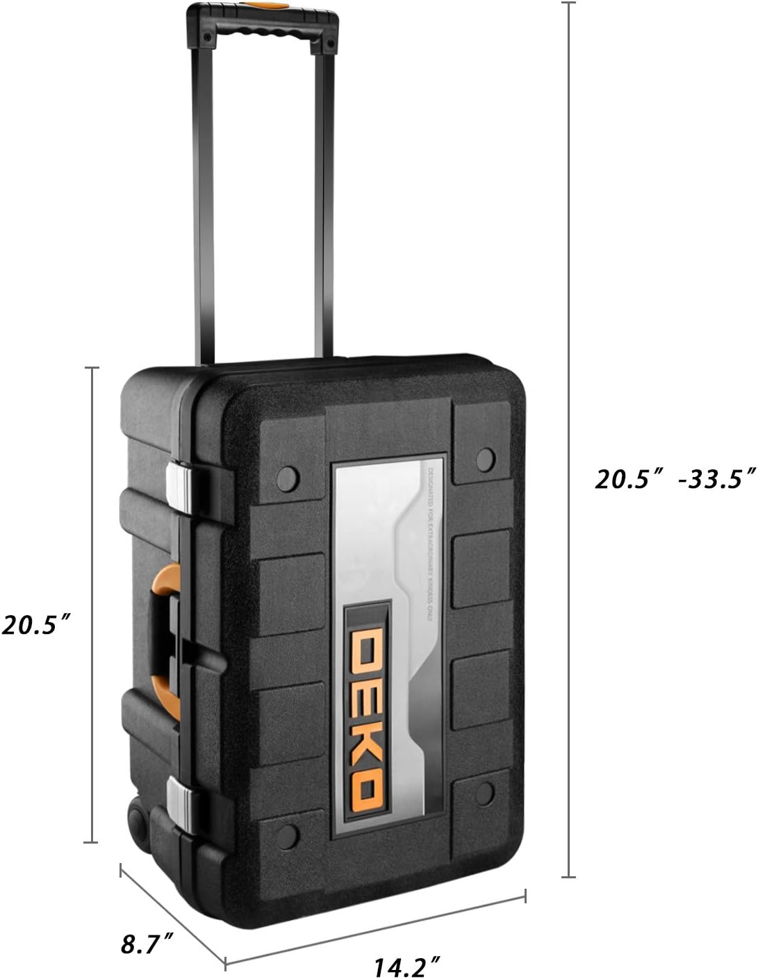 DEKOPRO 258 Piece Tool Kit with Rolling Tool Box Socket Wrench Hand Tool Set Mechanic Case Trolley Portable