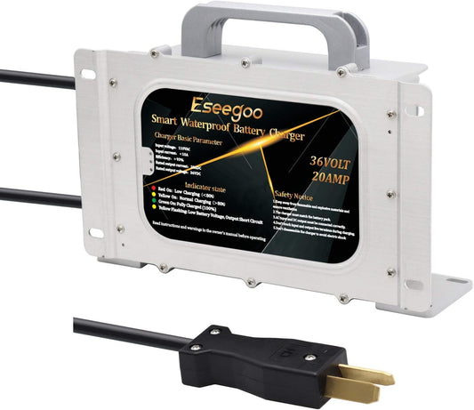 20AMP Battery Charger Replacement for 36 Volt Club Car/Yamaha Golf Cart Waterproof IP68 with Crowsfoot Plug