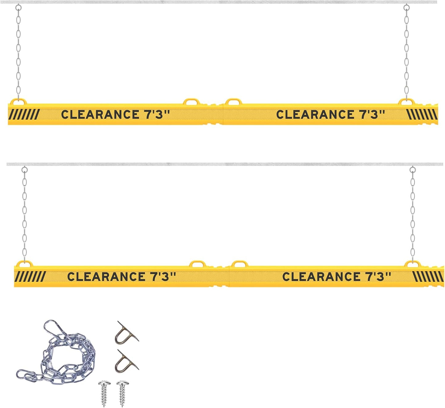 ClearanceGard 80″ x 4″ Clearance Bar Kit with 2m Height Lettering – Yellow & White Reflective Tape – Plastic Material – Ideal for Underground Garages, Tunnels, Underpasses, and Drive-Thru Canopie