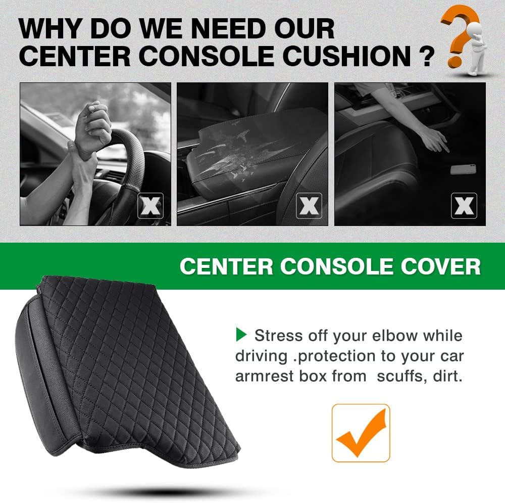 Shademax Custom Fit for Center Console Cover Hyundai Palisade 2020 2021 2022 2023 2024 2025 2026 Armrest Cover Center Console Pad PU Leather Armrest Seat Box Cover Protector with Pockets Storage Bag