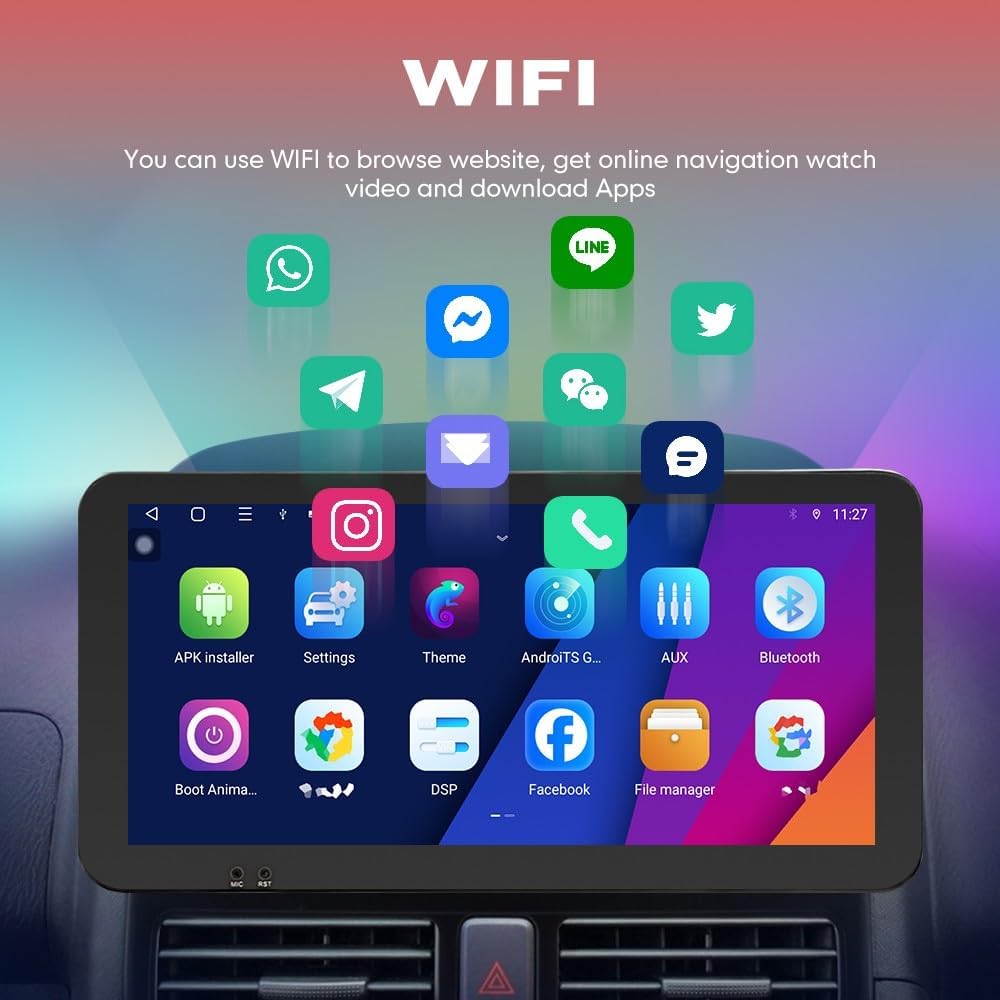 Kunfine Car CarPlay Android Auto Navigation Stereo GPS Radio Reverse Camera Display 10.33" QLED Touchscreen Headunit Tablet Pad Media Player For Peugeot 301 13-22 if Applicable Quad Core 1G+32G Silver