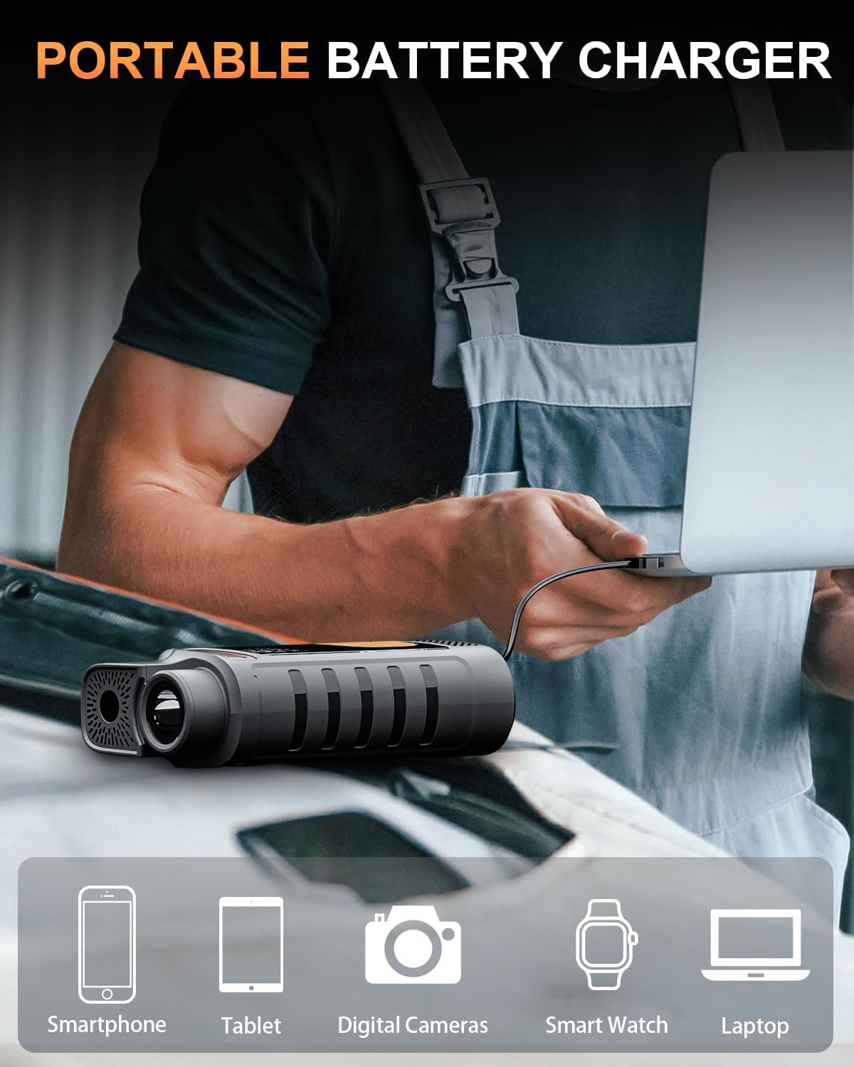 Jump Starter with Air Compressor-1500A Portable Car Battery Charger(Up to 7.5L Gas/5.5L Diesel),12V Jumper Box 150PSI Auto Tire Inflator with Jumper Cable, USB Charge, DC Output and Flashlight