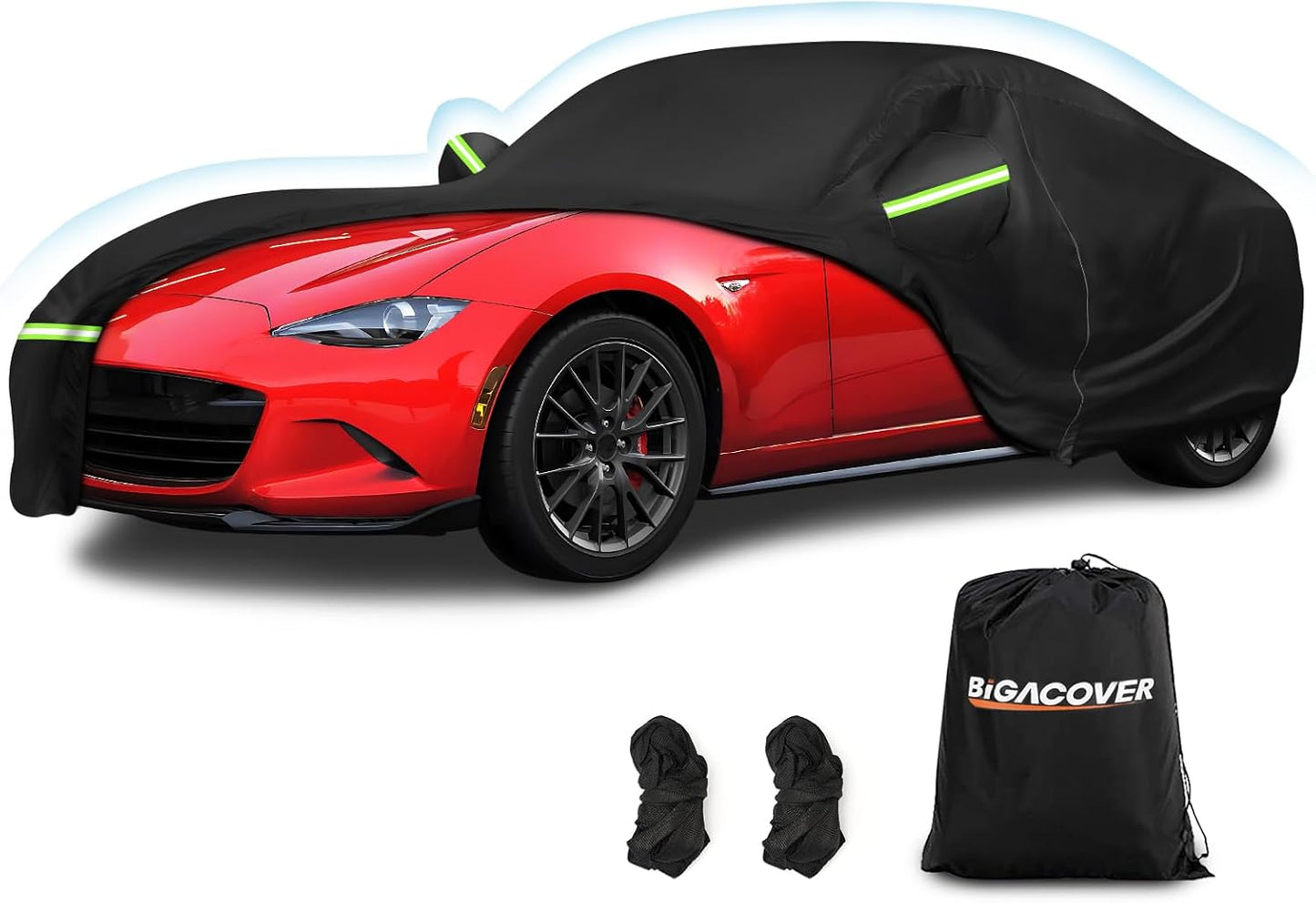 Waterproof Full Car Cover Custom Fit for Mazda Miata MX-5 1989-2023, All Weather OutdoorWindproof Heavy Duty Protection with Zipper and Soft Cotton Lining, Storage Bag(Black)