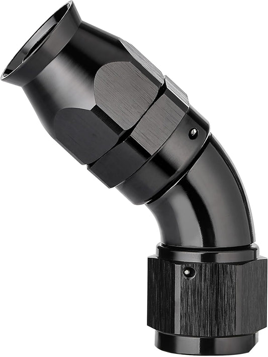 EVIL ENERGY 6AN 45 Degree PTFE One Piece Full Flow End Hose Fitting Aluminum Black