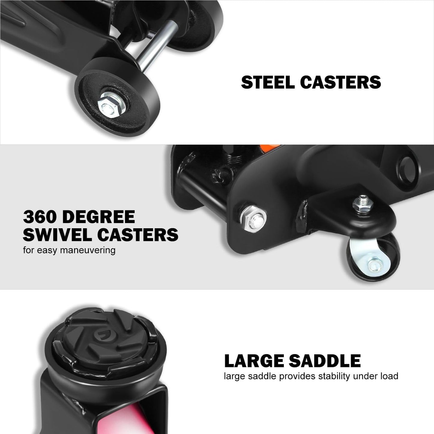 DNA MOTORING Floor Jack with Socket and Lock, Low Profile Hydraulic Trolley Jack for Cars Lift, 2 Ton (4000 lbs) Capacity, Lifting Range 5.12"-13", Pink, TOOLS-00677-PK