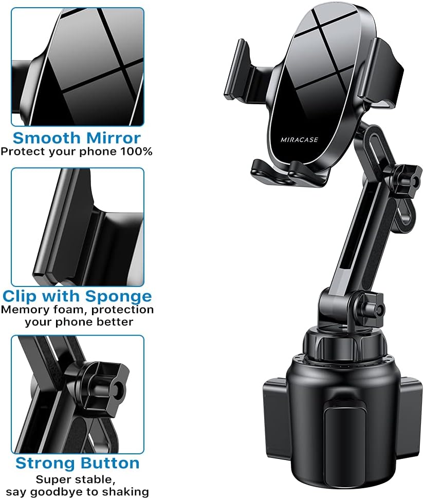 Miracase Cup Phone Holder for Car, [Upgraded Version] Adjustable Long Neck Car Cup Holder Phone Mount Cradle Friendly Compatible with iPhone Samsung Google and All Smartphones, Green