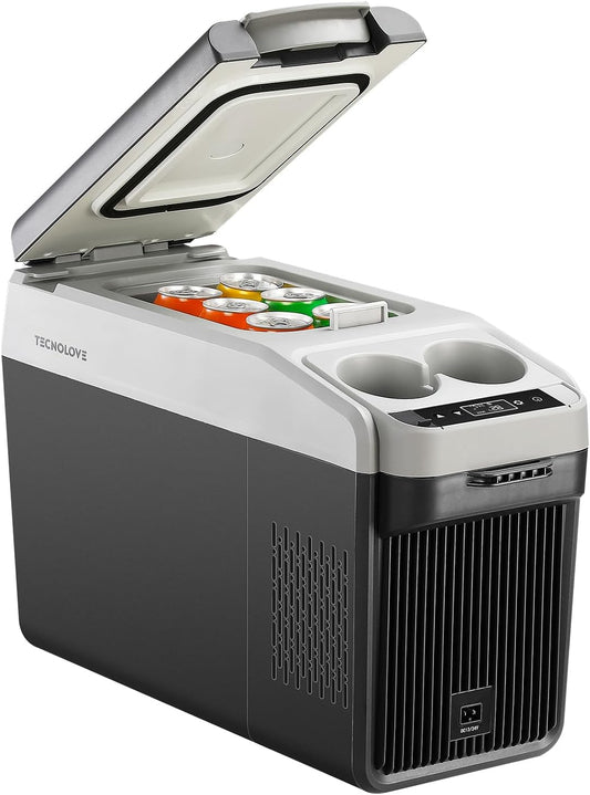 12 Volt Center Console Fridge,Car Refrigerator 16QT(15L) Cooler (-4℉-50℉),Portable Car Refrigerator RV Fridge,Portable Electric Cooler with 12/24V DC&110V AC, For MPV,Car,RV,Camping,Travel,SUV, Van