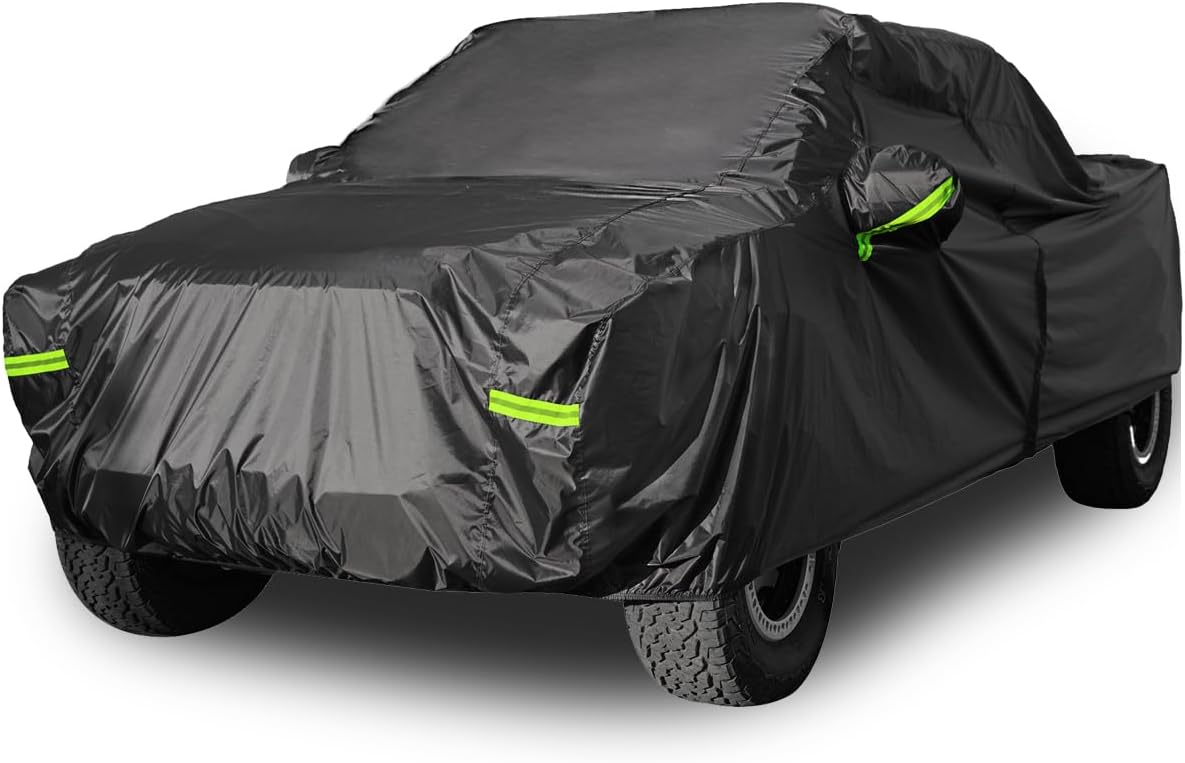 Pickup Truck Cover Waterproof All Weather, Outdoor Indoor Truck Protection Cover for Ford f150 / Chevy Silverado/Dodge Ram 1500, Truck Tarp Cover Black(Length 230 to 242 inch)