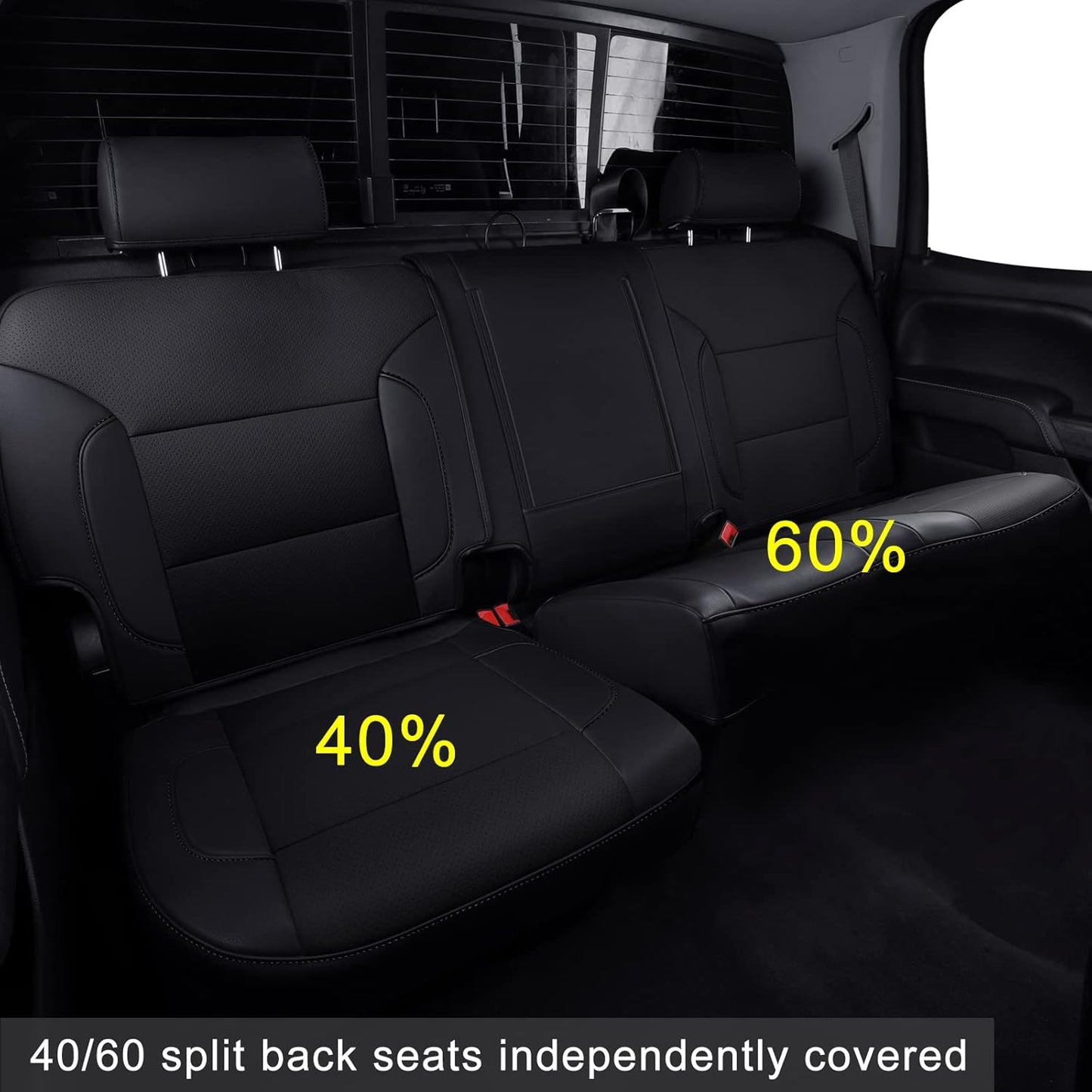 LUCKYMAN CLUB Custom Fit Seat Covers for 2014-2018 Chevy Silverado Sierra 1500, 2015-2019 Silverado Sierra 2500 3500 Crew Cab (Black)