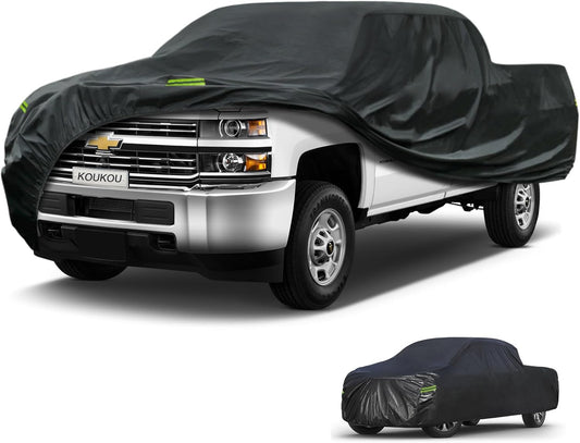 KouKou Truck Cover - Waterproof All Weather, 7 Layers Heavy Duty, Universal Fit for Ford F250 350, Chevrolet Silverado, GMC Sierra Crew Double Cab Trucks Up to 262 inches