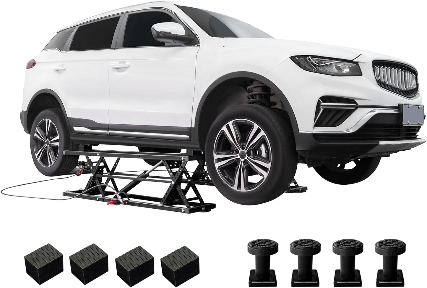 Albott 5000 LBS Portable Car Lift, Adjustable Quick Jack with 26" Max Height, Locking Levers, Foldable Design & Wheels, Scissor Lift for Sedans in Garage or Shop, Black