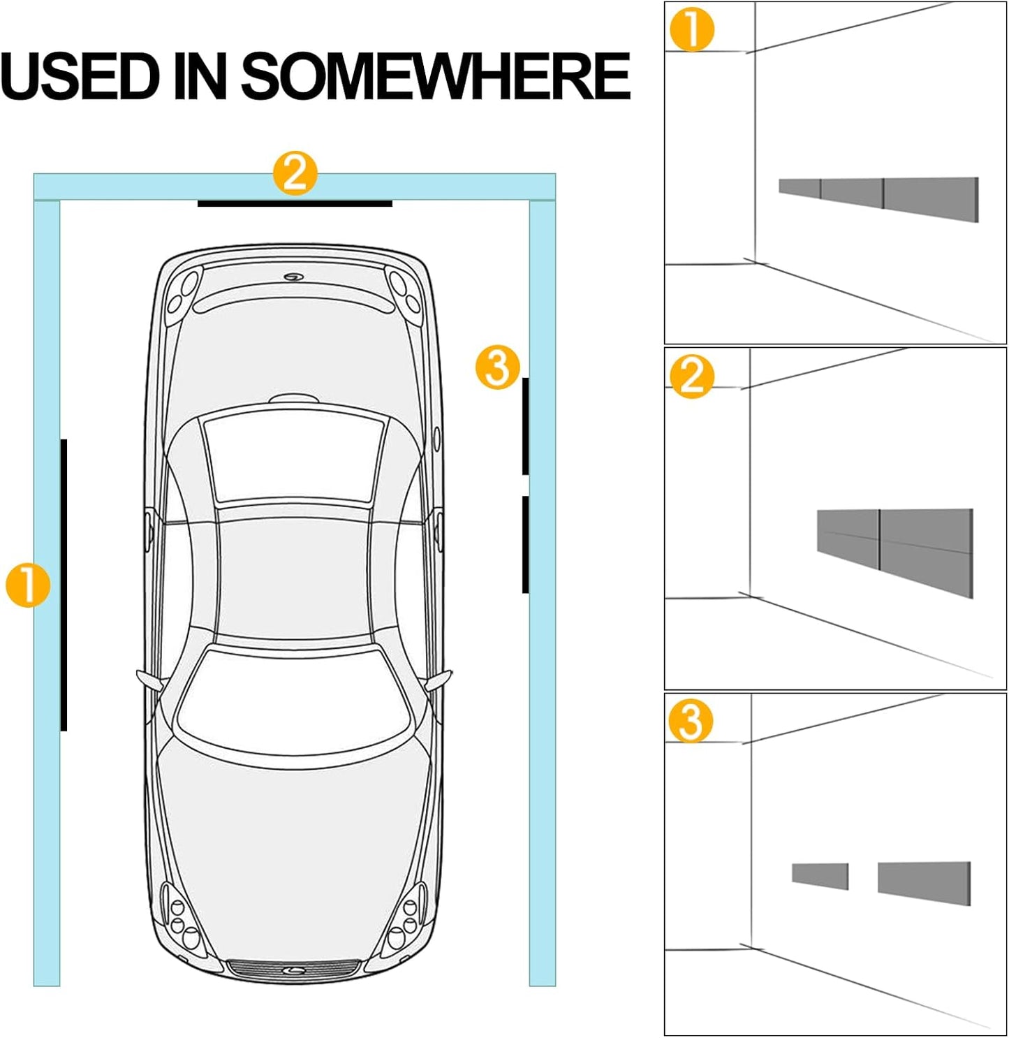 Garage Wall Protector 6 Pack Car Door Corner Edge Waterproof Bumper Guard Protector High Density Self Adhesive EVA Foam Pad for Parking Vehicle 11.8" x 3.9" x 0.8"