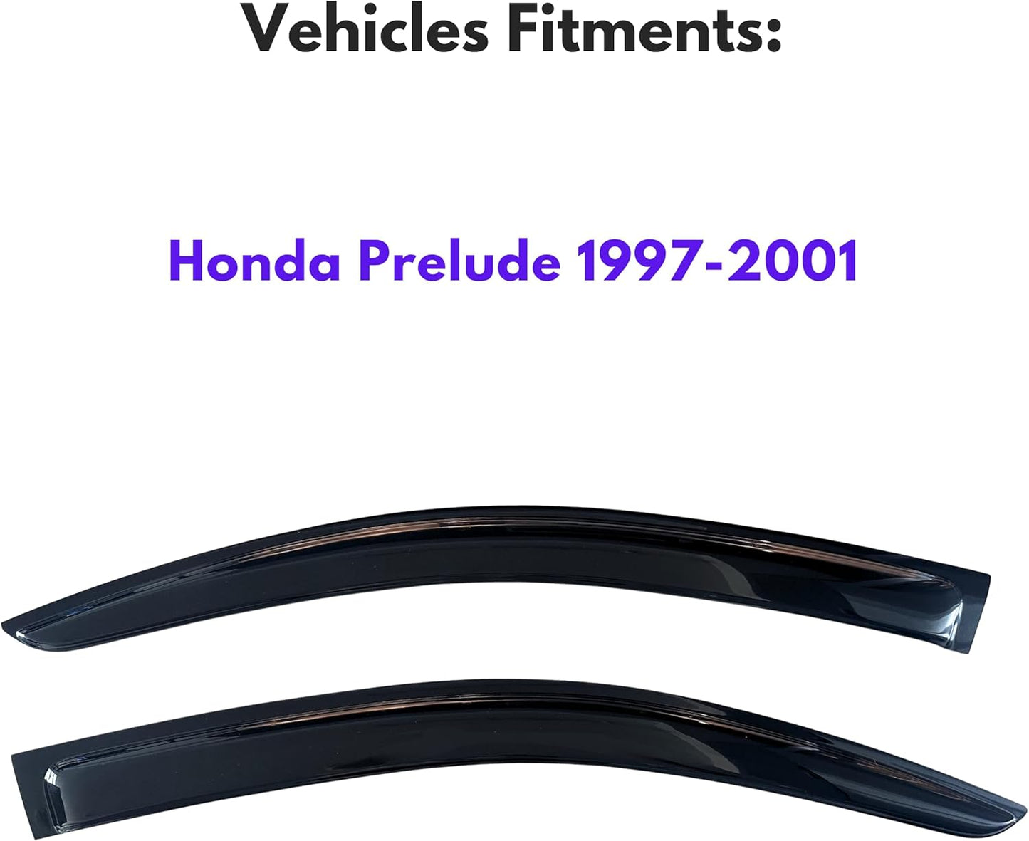 KPY Window Visor Compatible with Honda Prelude 1997-2001, 2PC Rain Guard Side Window Vent Deflectors Tape-On Style, 1997 1998 1999 2000 2001
