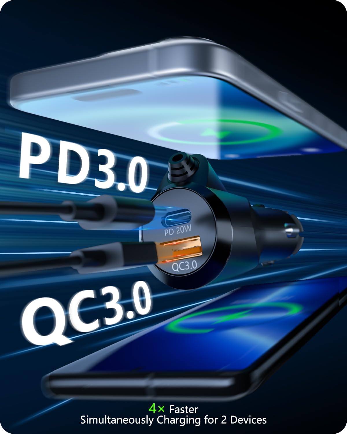 LENCENT Bluetooth Car Adapter, Bluetooth 5.3 FM Radio Transmitter with Hi-Fi Treble & Bass Music Player, PD20W and QC18W Fast Charger, Dual Mics for Hands-Free Call, Siri & Google, U Disk/3.5mm AUX