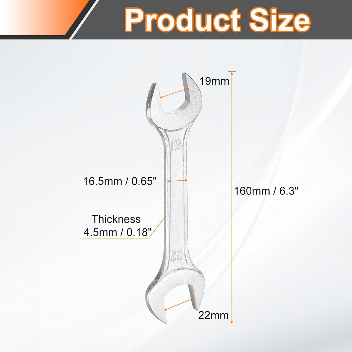 HARFINGTON 2pcs Double Open End Wrench 19mm x 22mm Metric 15 Degree Offset Angle Small Flat Head Wrench Galvanizing Open Ended Spanner for Automotive Repair Furniture Assembly