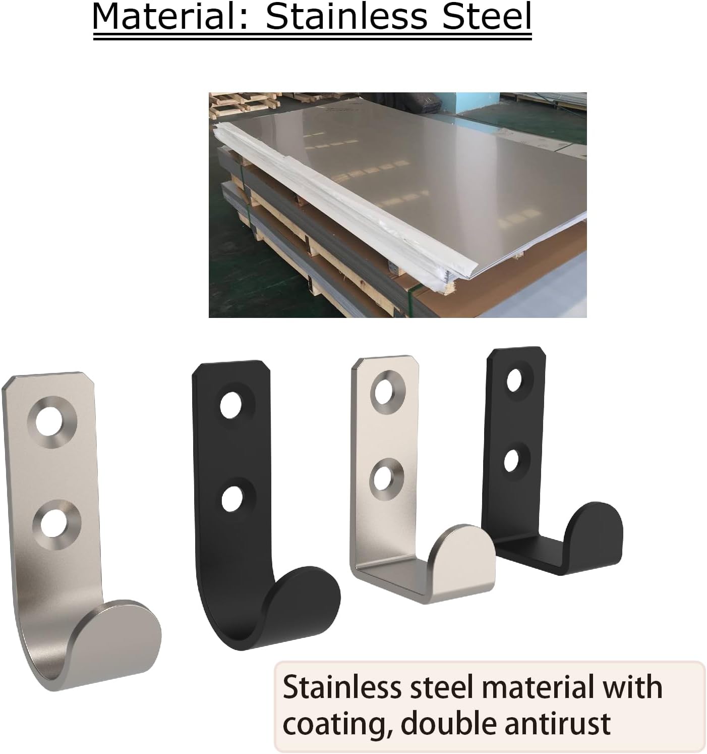 Wall Hooks Coat Hook Robe Hanging Robe & Towel Hooks, Utility Hooks Indoor Outdoor (Silver-Square, 1.8x1)