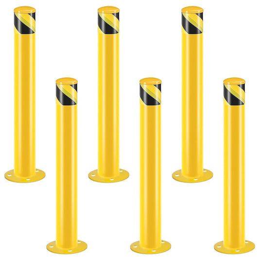 Safety Bollard Post, Steel Bollards,Parking Bollard, Yellow Powder Coated Safety Parking Barrier Post, for Traffic Sensitive Areas (6, 36"H*3"D)