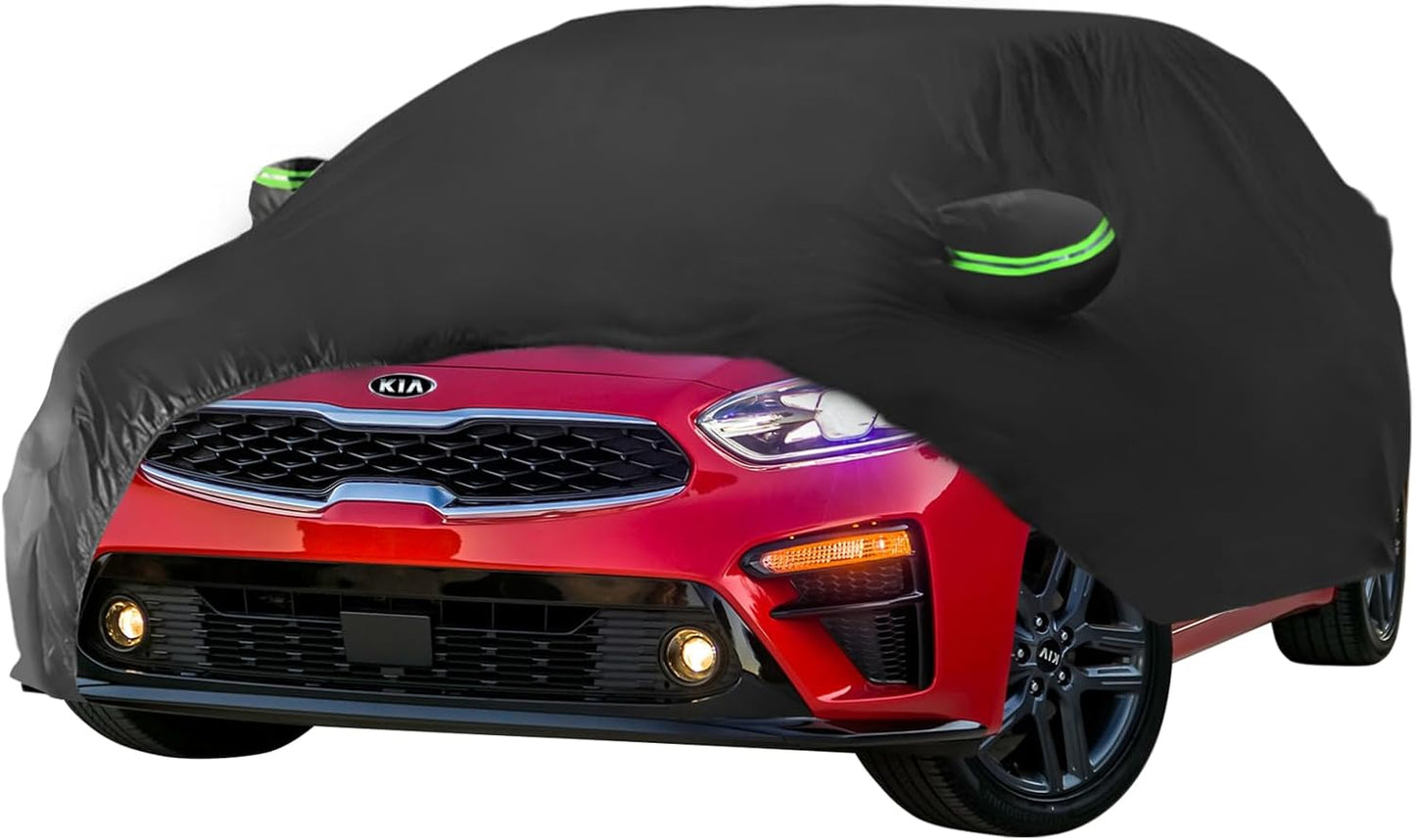 Proadsy 2025 Upgrade Car Cover for 2009-2024 2025 Kia Forte, Waterproof All Weather for Automobiles, Windproof Snowproof Rain Hail Sun UV Protection Full Outdoor Indoor Exterior Car Covers, Black