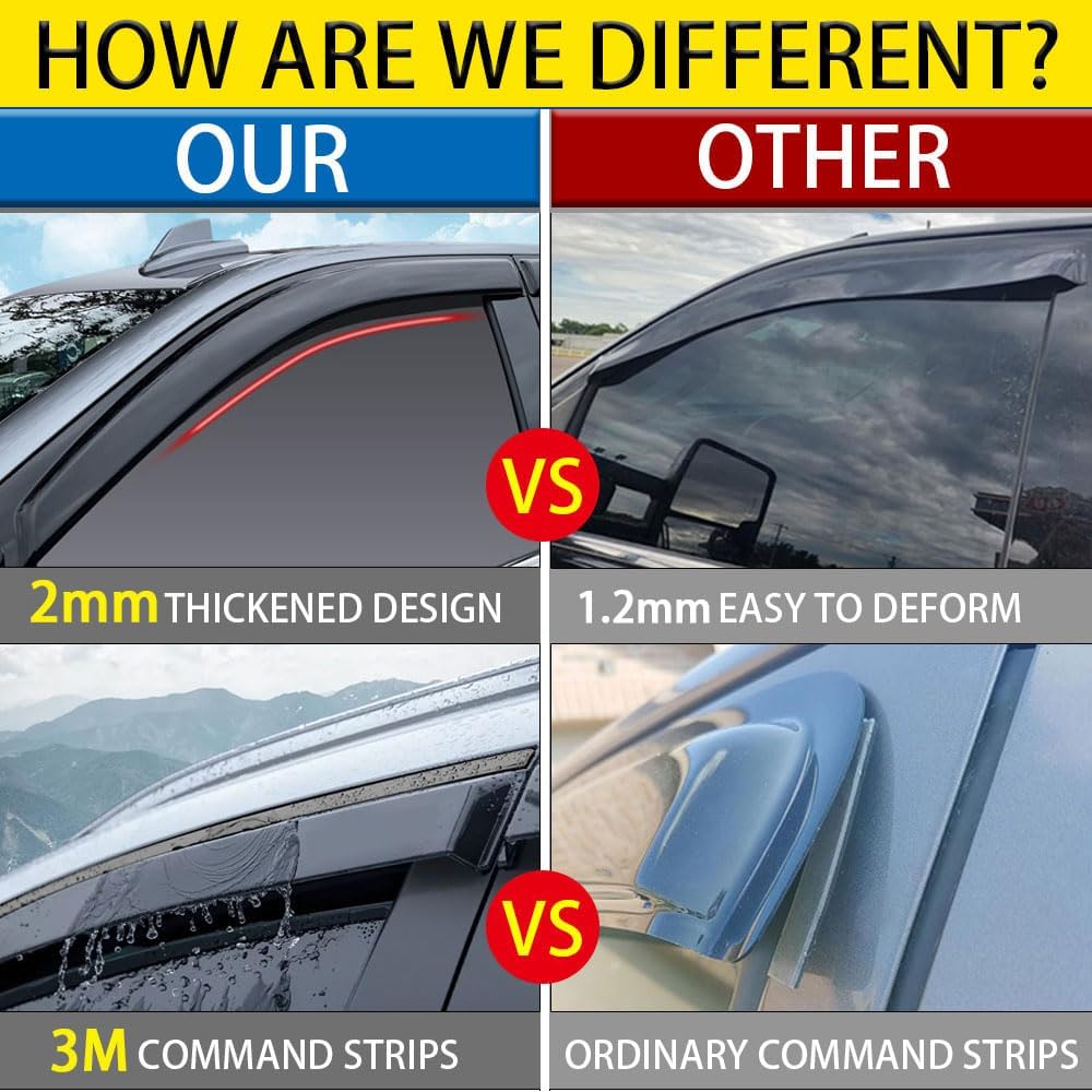 Rain Guards for Chevrolet (Chevy) Malibu 2016-2023, Tape-on Side Window Deflectors for Chevrolet Malibu, Window Visors for Chevrolet Cars, for Chevrolet Car Accessories, 4 pcs