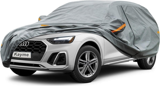Kayme Heavy Duty SUV Car Cover Waterproof All Weather, Full Exterior Covers Sun Rain UV Protection. Universal Fit Audi Q5, BMW X3, Mazda CX-5, Hyundai Sante Fe, Tesla Model Y, Toyota RAV4, Honda CRV.
