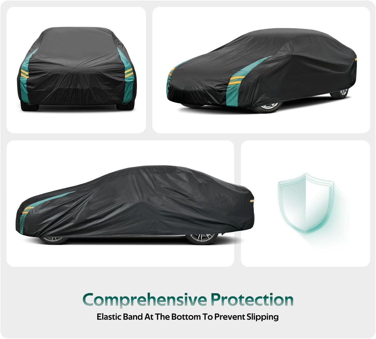 Full Exterior Covers Waterproof All Weather for Sedan & Coupe, Universal Fit for Corvette, Porsche 911, Honda Civic, Toyota Corolla, etc. Rain Winter Sun Protection.(Length: 179"-185")