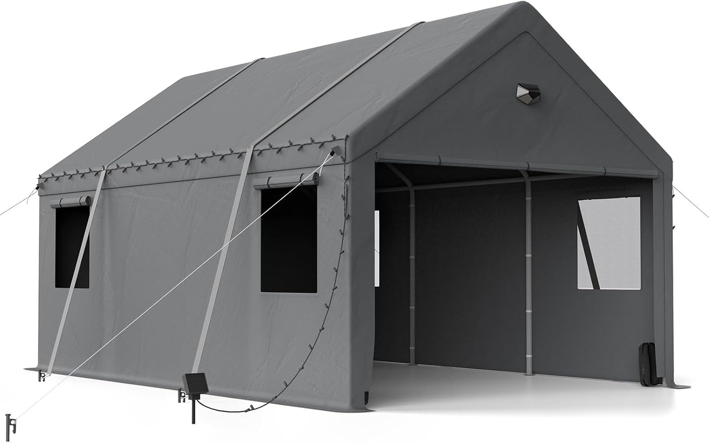 10x20 Carport Canopy, Heavy Duty Car Port, Portable Car Ports Garage with 2 Roll-Up Zipper Drive Through Doors, Grey