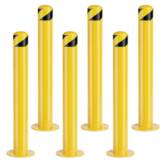 Safety Bollard Post, Steel Bollards,Parking Bollard, Yellow Powder Coated Safety Parking Barrier Post, for Traffic Sensitive Areas (6, 36"H*3.5"D)