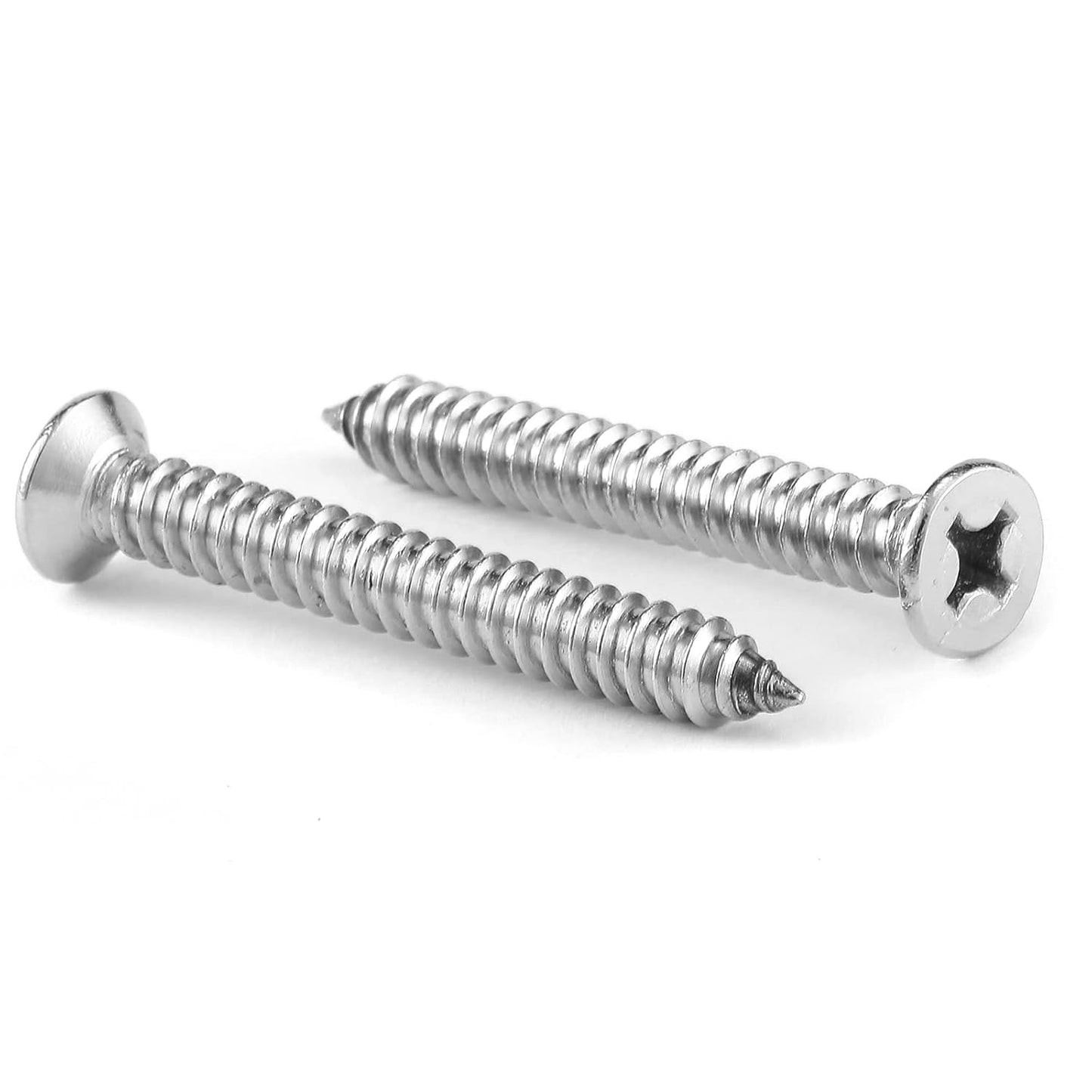 #14 x 1-1/2" Wood Screw 100Pcs 18-8 (304) Stainless Steel Screws Flat Head Phillips Fast Self Tapping Drywall Screws by SG TZH