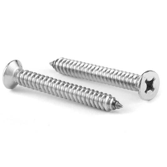 #7 x 1-1/2" Wood Screw 100Pcs 18-8 (304) Stainless Steel Screws Flat Head Phillips Fast Self Tapping Drywall Screws by SG TZH