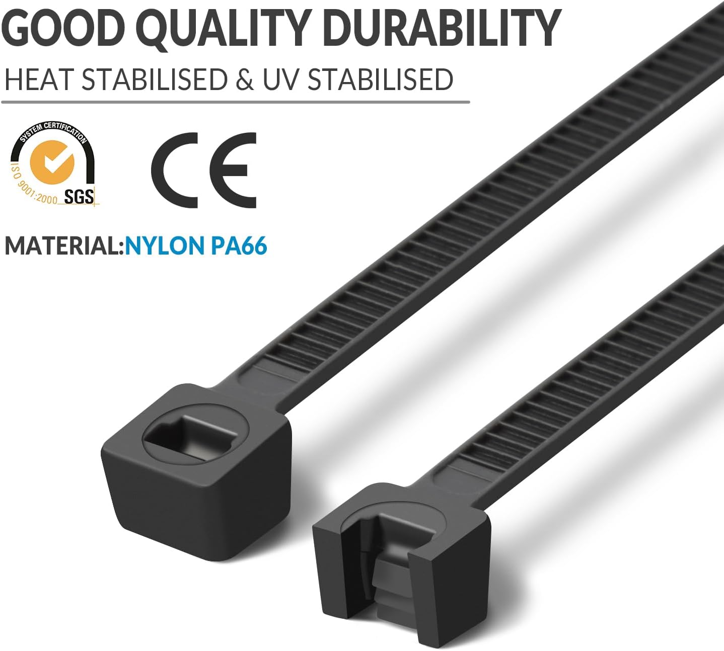 XINGO 12 Inch White Zip Ties(1200 Pack), 75 LBS Ultra Strong Tensile Strength, UV Resistant Cable Ties, Self-locking Plastic Ties for Indoor and Outdoor Use