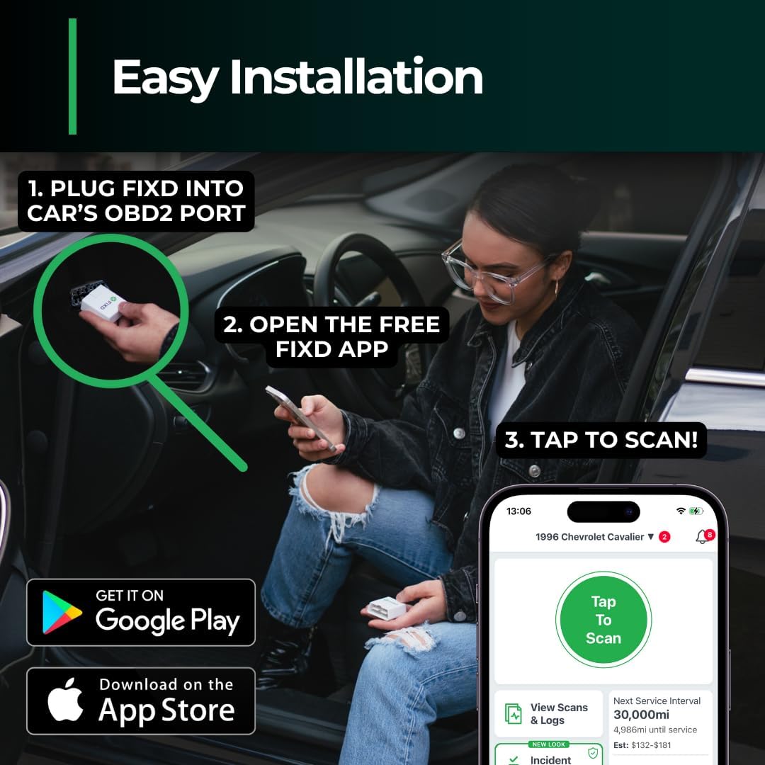 FIXD Bluetooth OBD2 Scanner for Car - Car Code Readers & Scan Tools for iPhone & Android - Wireless OBD2 Auto Diagnostic Tool to Check Engine & Fix All Cars & Vehicles ‘96 or Newer (2 Pack)