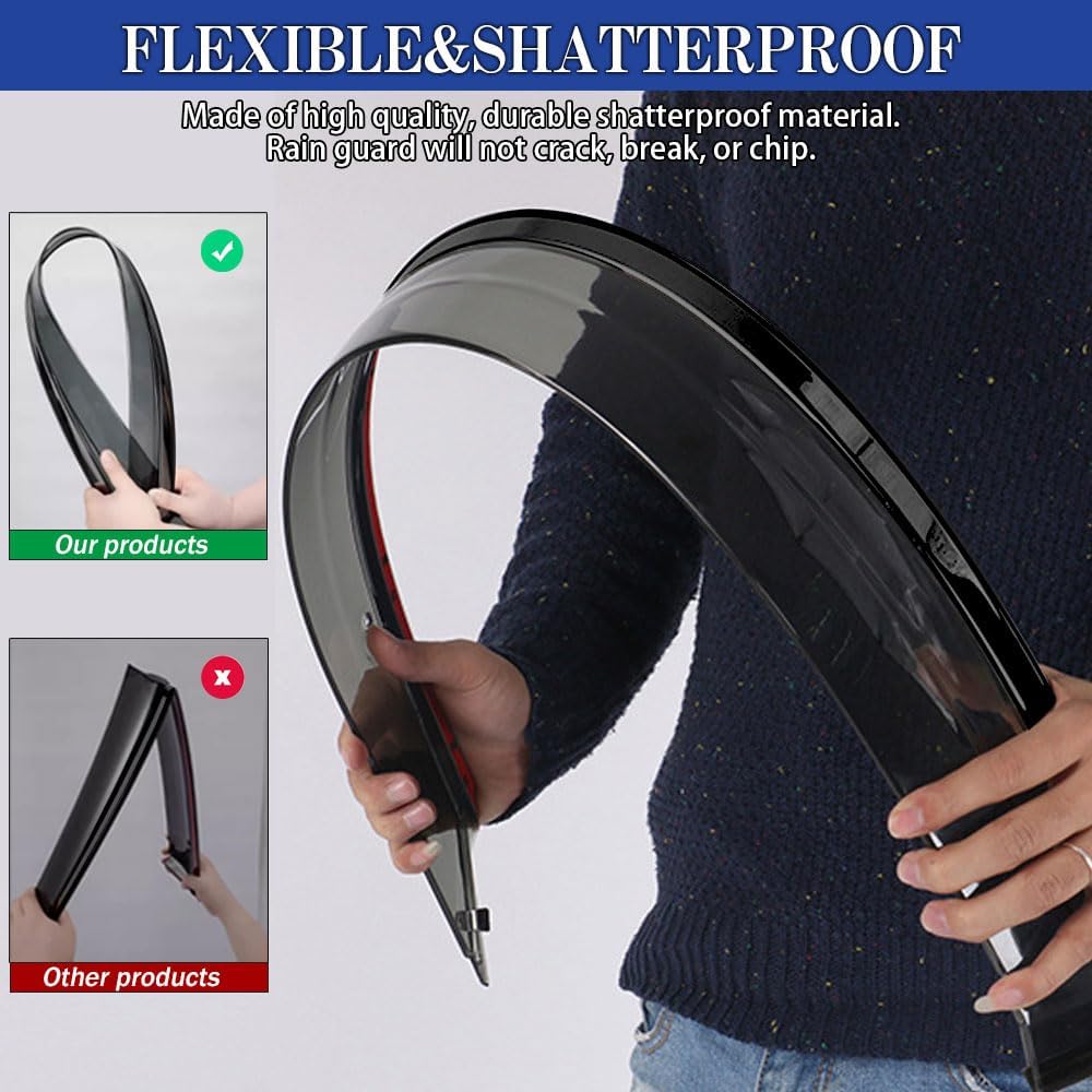 Rain Guards for Kia Soul 2020-2023, Tape-on Side Window Deflectors for Kia Soul, Window Visors for Kia Cars, for Kia Car Accessories 4 Rain Guards ＆ 2 Car Coasters