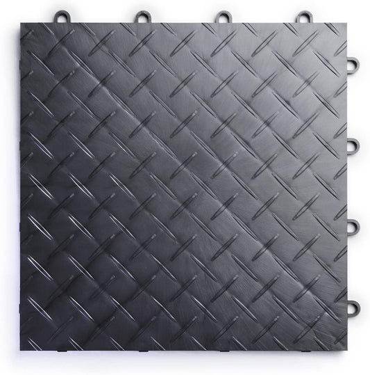 Big Floors RaceDeck Diamond Plate Design, Durable Interlocking Modular Garage Flooring Tile (Graphite, 12 Pack of 12 x 12" Tiles)