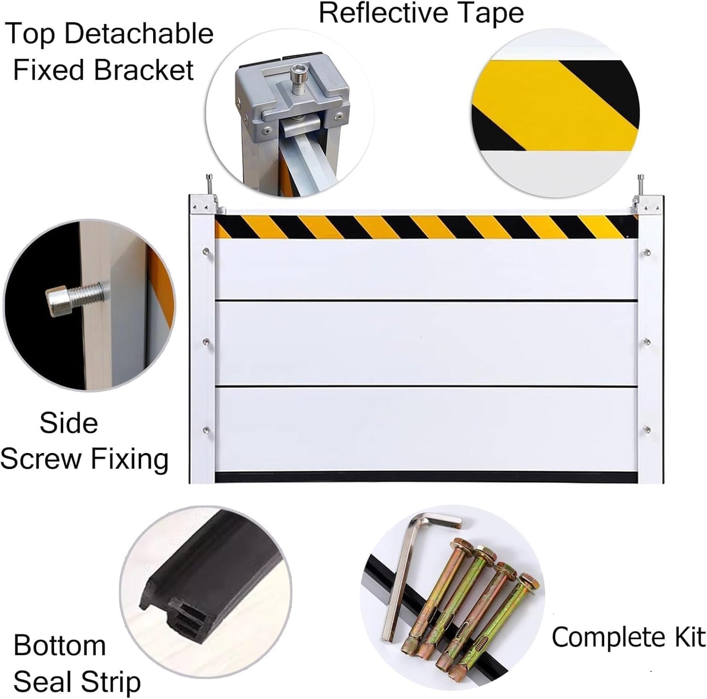 Reusable Heavy Duty Aluminum Flood Barriers for Home Exterior, Flood Protection Barriers Water Barrier Door Quick Detachable Garage Doors Detachable Mobile Rain Water Baffle (H 7.9 inch L 16.5FT)