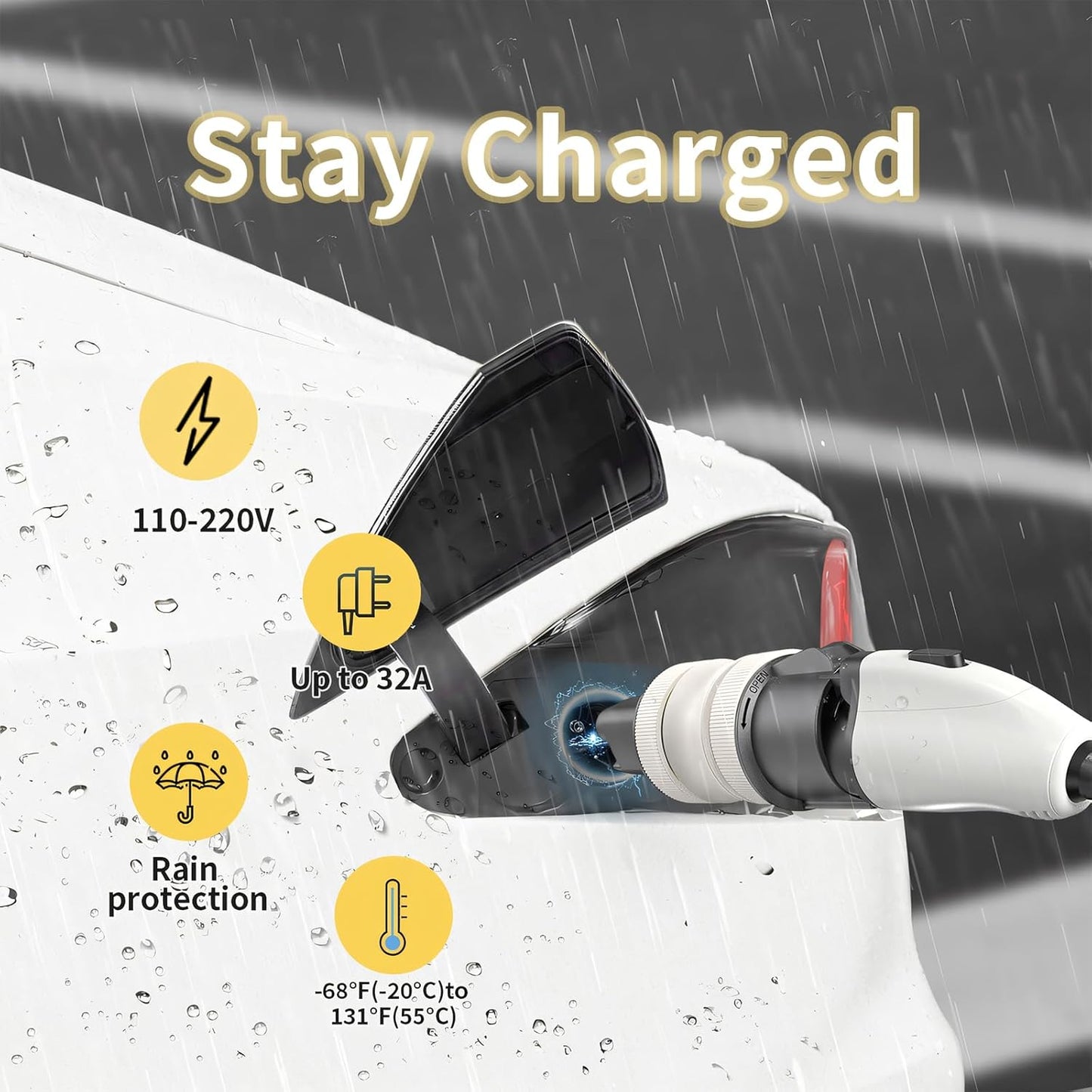 J1772 to Tesla Charger Adapter, 32 Amp / 220V, Compatible with All Tesla Cars, J1772 EV Adapter for Tesla Car Charging
