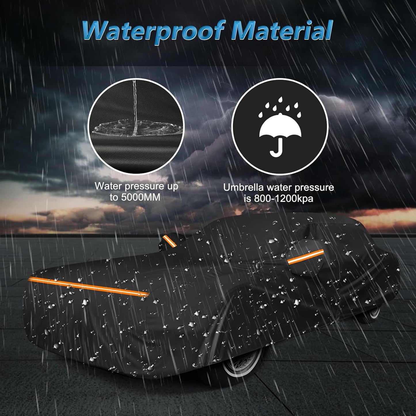 Car Cover for Cadillac Eldorado Biarritz/Brougham/Fleetwood/Convertible 1979-1991, Waterproof 210D Oxford Cloth and Cotton Cover Outdoor Car Cover with Zipper Windproof Heavy Duty All Weather