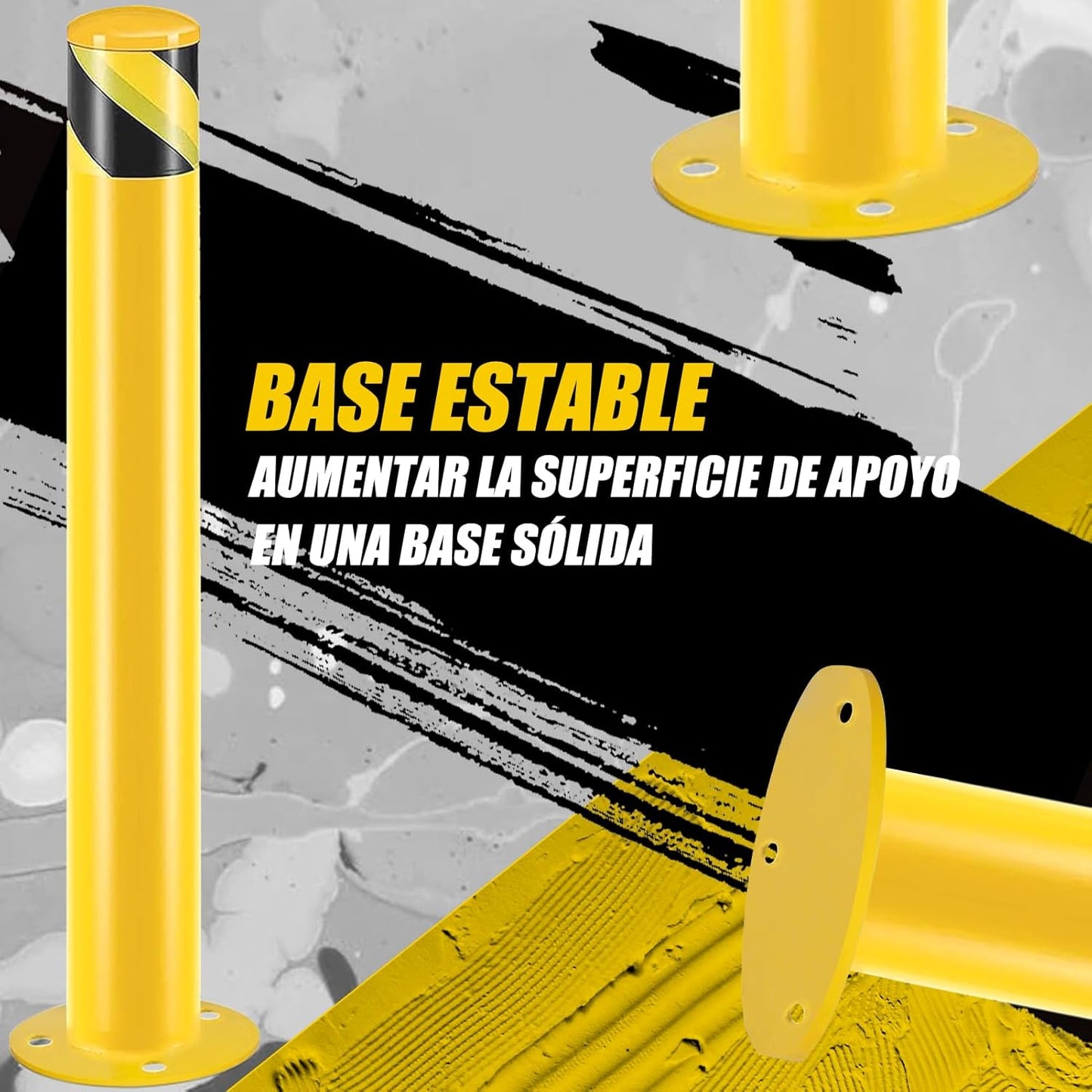 Safety Bollard Post, Steel Bollards,Parking Bollard, Yellow Powder Coated Safety Parking Barrier Post, for Traffic Sensitive Areas (12, 36"H*3.5"D)