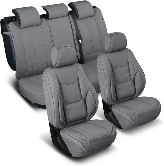 Coverland Custom Car Seat Covers Compatible with 2020-2025 Gladiator Crew Cab - Premium Leather Non-Slip Memory Foam Waterproof Custom Interior Protector Full Set-Dark Gray [See Size Chart-Size X112]