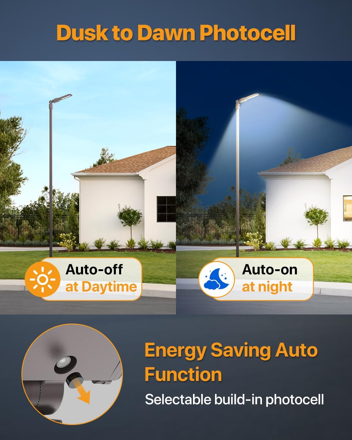 Parking Lot Light 200W 30,000LM Slip Fitter Led Street Pole Light with Dusk-to-Dawn Photocell 5000K 100-277V IP65 Waterproof Outdoor Commercial Area Lighting for Parking Lot, Roadways