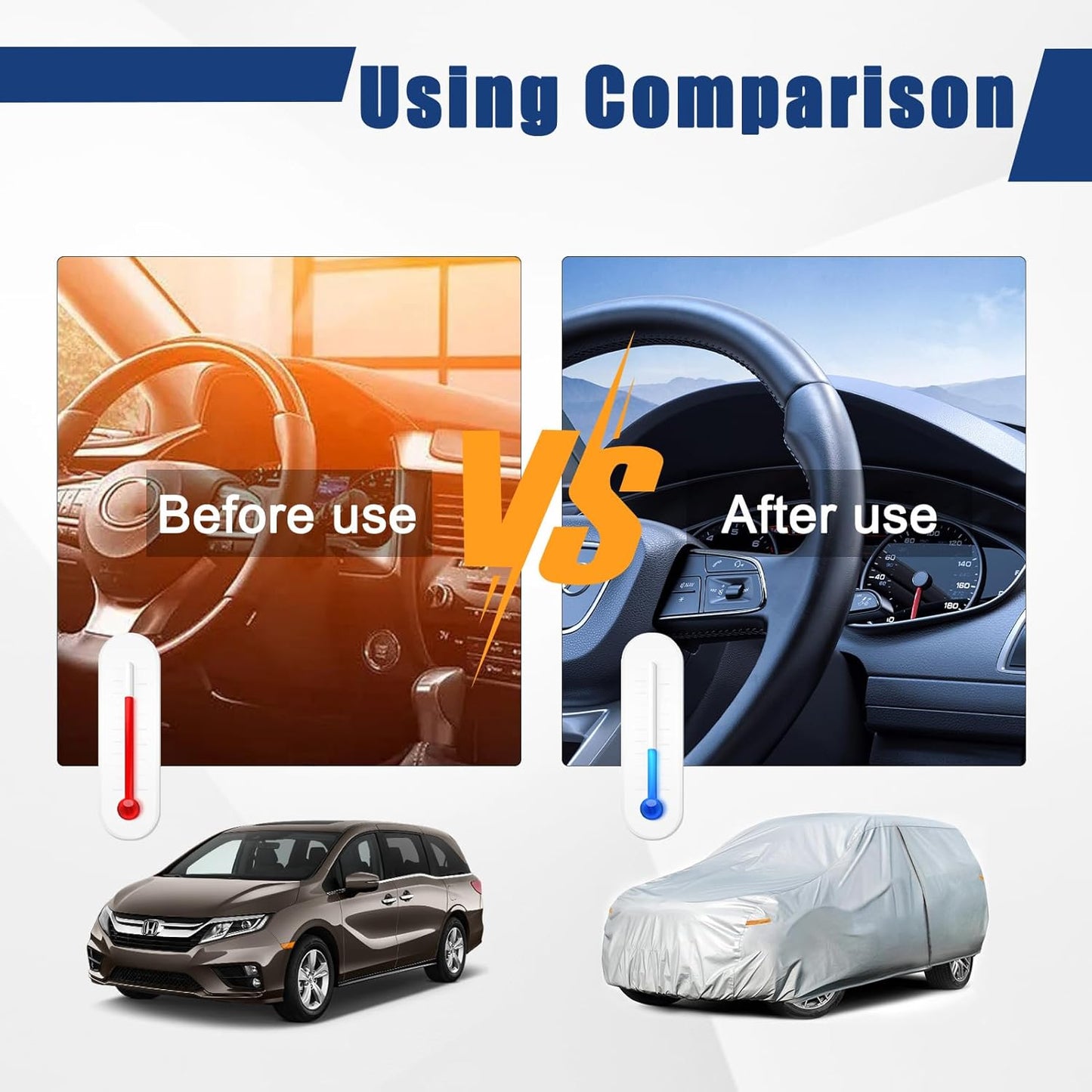 Kayme 6 Layers Car Cover Custom Fit for Honda Odyssey (1999-2025) Waterproof All Weather for Automobiles, Outdoor Full Cover Rain Sun UV Protection.Silver