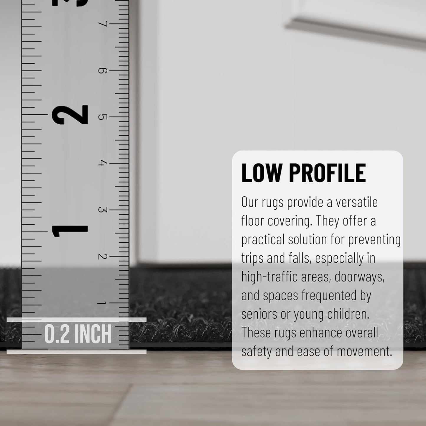 Ottomanson 2' x 46' Hallway Runner with Scraper Pile Extra Durable Non-Slip Rug Mat for Indoor & Outdoor Use - Ideal for Kitchen, Entryway, Patio & Garage - High-Traffic Carpet, Black